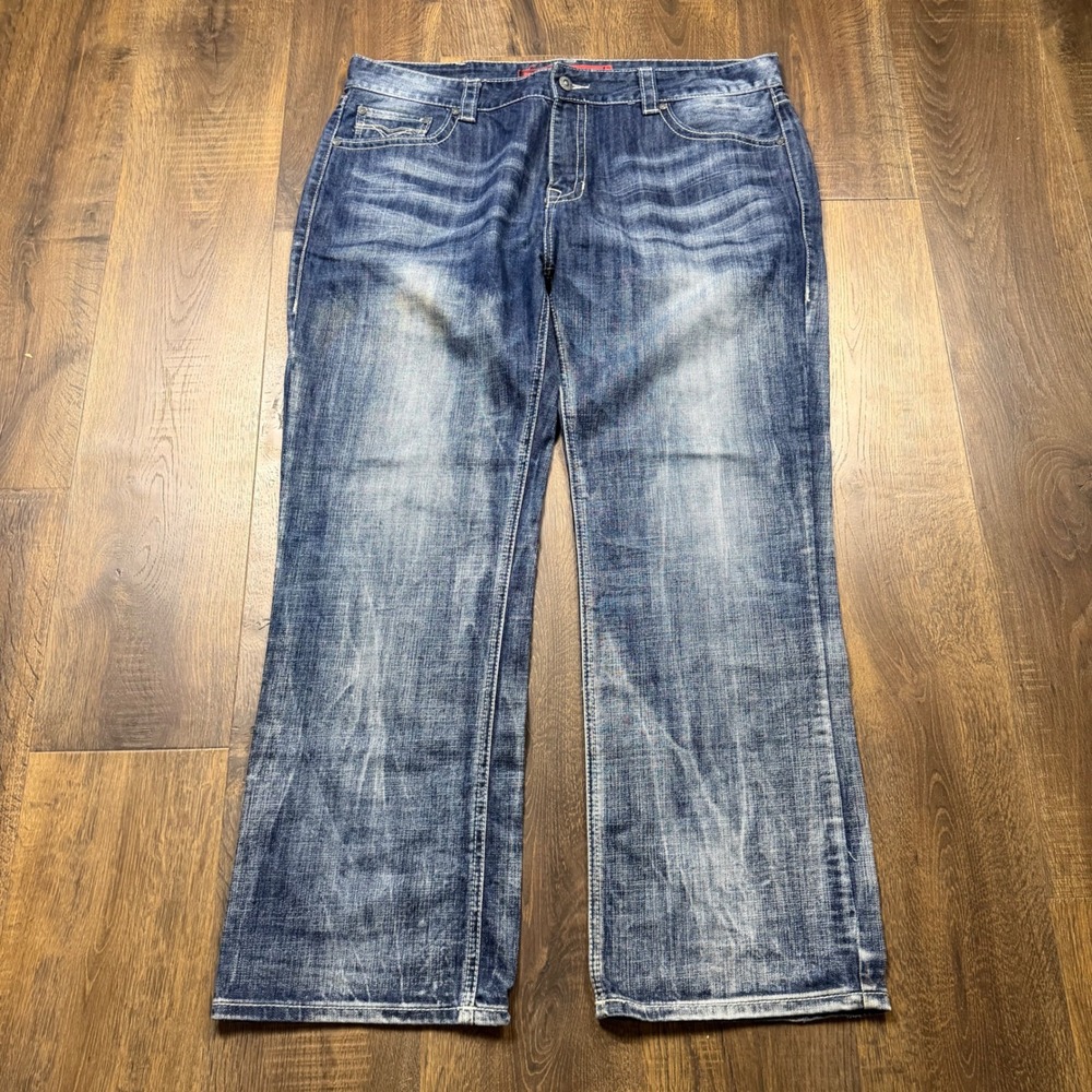 Rock & Roll Cowboy Jeans Mens Fits 42x31 Relaxed Straight Western Thick Stitch